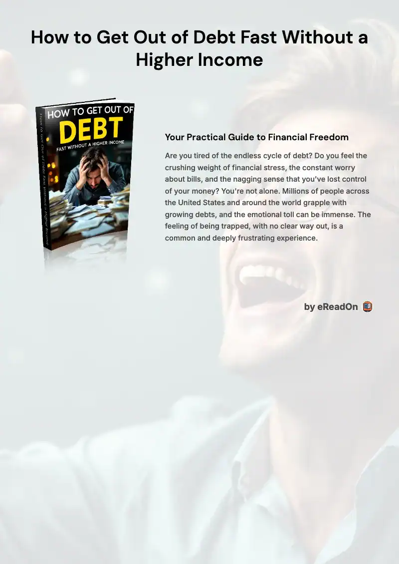 Example of an eBook title page: How to Get Out of Debt Fast Without a Higher Income, by eReadOn
